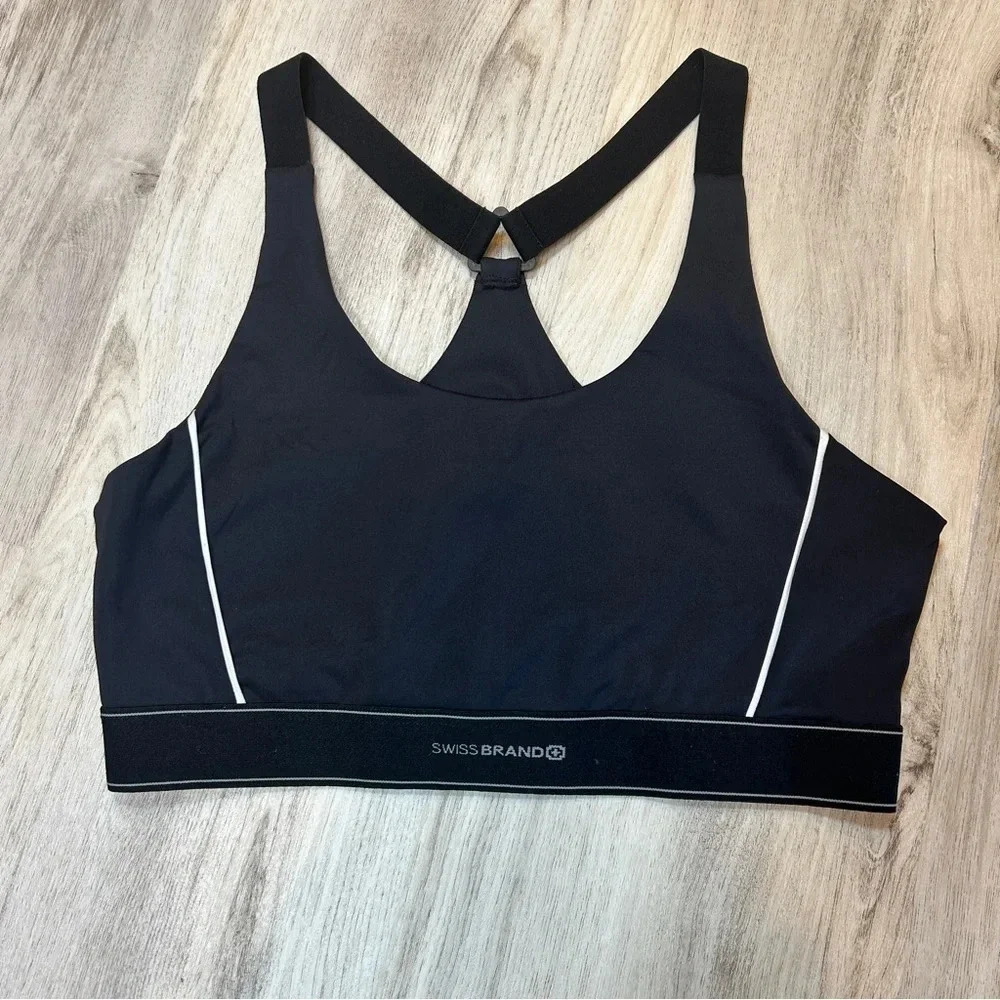 Swiss Brand Thick Banded Racerback Performance Sports Bra Top | Women’s Size XL